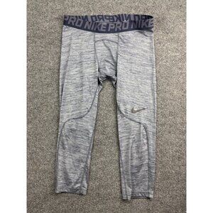 Nike Pro Dri-Fit Legging Women L Blue Gray Space Dye Pull On Cropped Compression